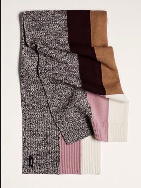 ME+EM Mouline Colorblock Scarf Bordeaux Red Multi - NWT